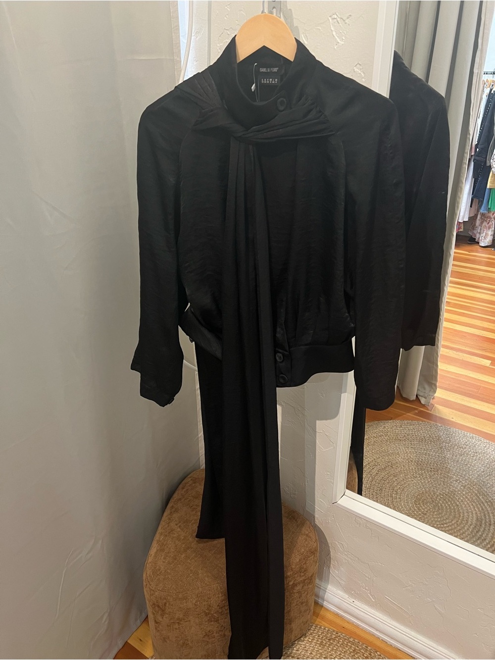 Isabel de Pedro vintage black tie-neck blouse